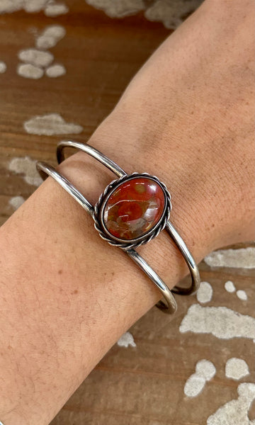 JASPER MEMORIES Sterling Silver & Red Jasper Cuff