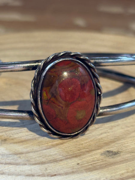 JASPER MEMORIES Sterling Silver & Red Jasper Cuff