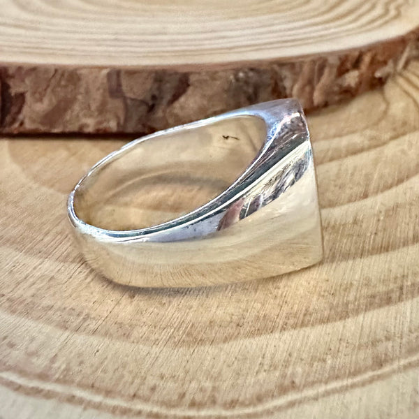 OPEN OCEAN Turquoise & Sterling Silver Native American Inlay Mens Ring • Size 11