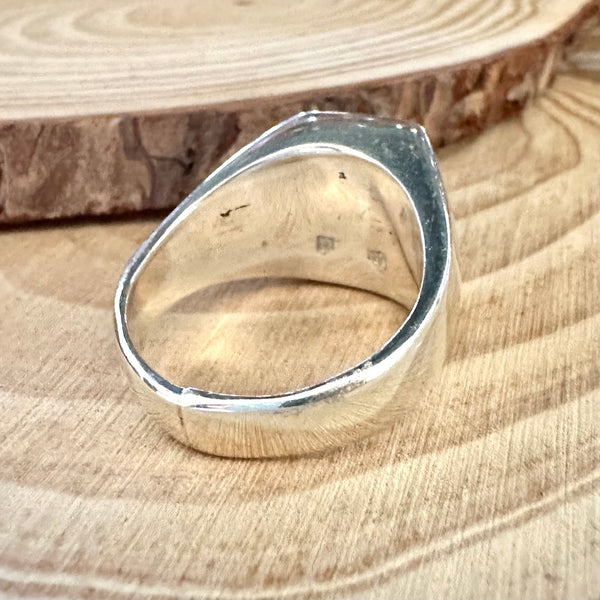 OPEN OCEAN Turquoise & Sterling Silver Native American Inlay Mens Ring • Size 11