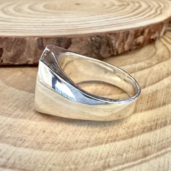 OPEN OCEAN Turquoise & Sterling Silver Native American Inlay Mens Ring • Size 11
