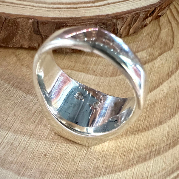 OPEN OCEAN Turquoise & Sterling Silver Native American Inlay Mens Ring • Size 11
