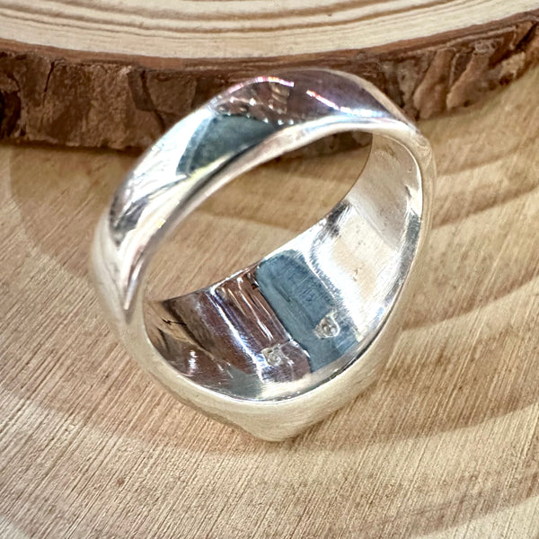 OPEN OCEAN Turquoise & Sterling Silver Native American Inlay Mens Ring • Size 11