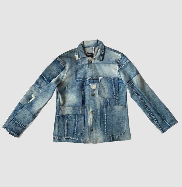 REPURPOSED PATCHWORK DENIM Light Blue Chore Jacket • Small