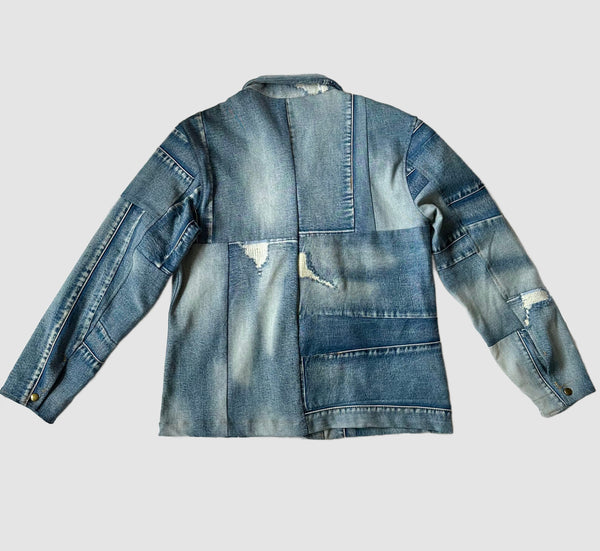 REPURPOSED PATCHWORK DENIM Light Blue Chore Jacket • Small