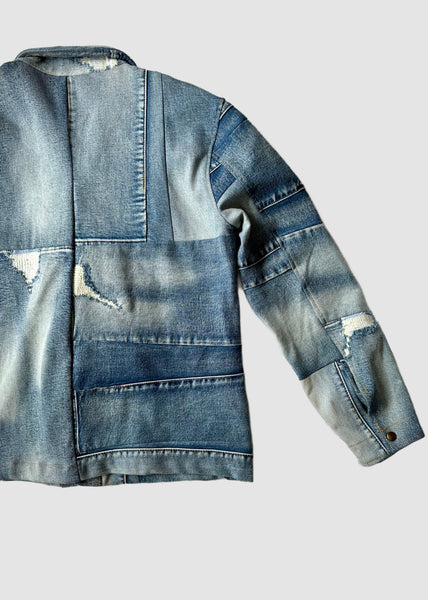 REPURPOSED PATCHWORK DENIM Light Blue Chore Jacket • Small