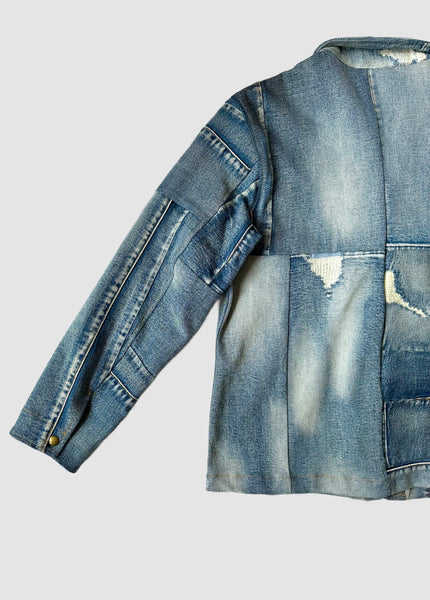 REPURPOSED PATCHWORK DENIM Light Blue Chore Jacket • Small