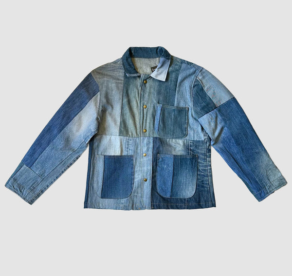 REPURPOSED PATCHWORK DENIM Blue Chore Jacket • Large
