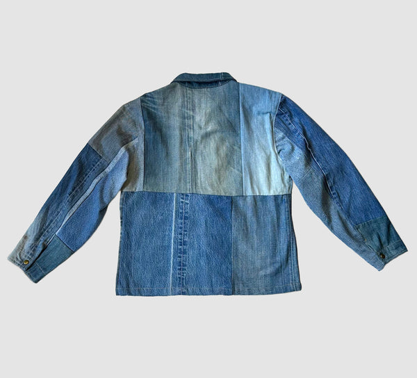 REPURPOSED PATCHWORK DENIM Blue Chore Jacket • Large
