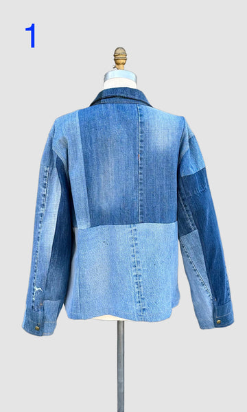 REPURPOSED PATCHWORK DENIM Chore Jackets • Larges (2 available)