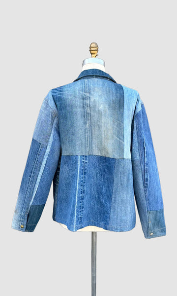 REPURPOSED PATCHWORK DENIM Blue Chore Jacket • Large