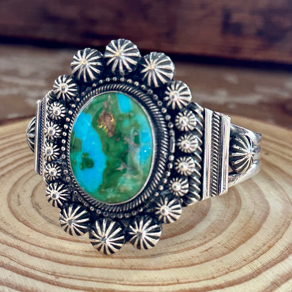 JAMES MASON Navajo Turquoise Sterling Silver Cuff • 62g