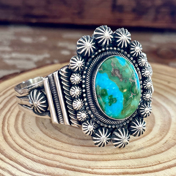 JAMES MASON Navajo Turquoise Sterling Silver Cuff • 62g