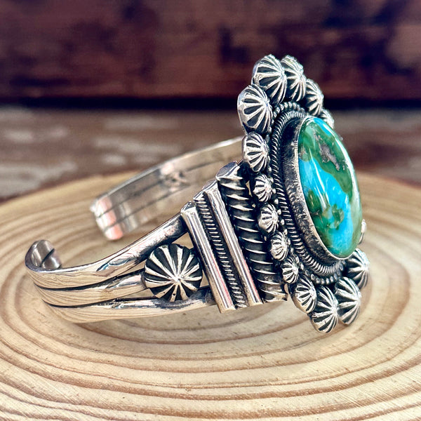 JAMES MASON Navajo Turquoise Sterling Silver Cuff • 62g