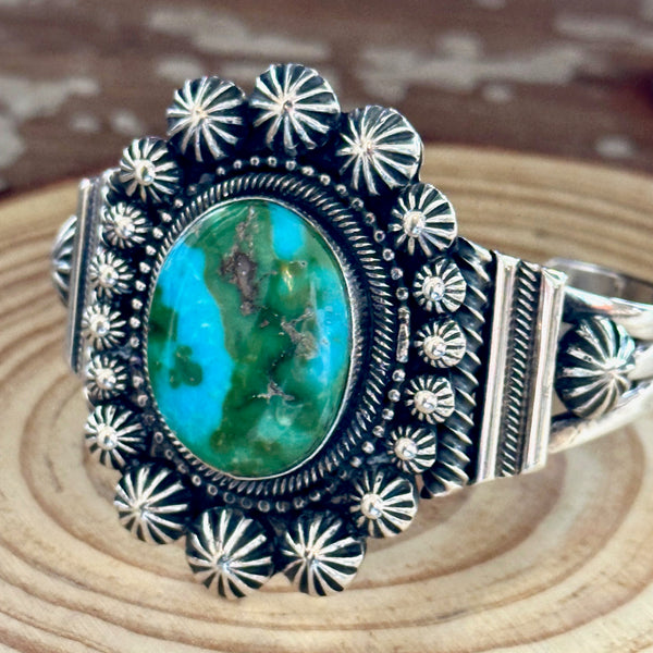 JAMES MASON Navajo Turquoise Sterling Silver Cuff • 62g
