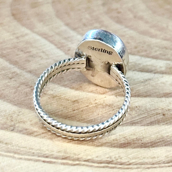 NEW LIGHT Sterling Silver and Lab Opal Navajo Ring • Multiple sizes available