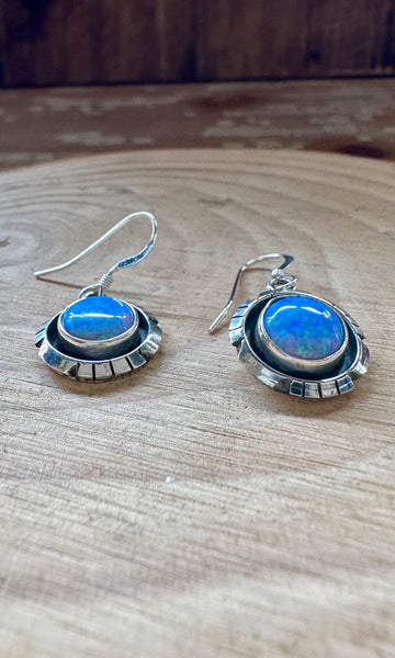 NAVAJO OPALS Sterling Silver Dangle Earrings