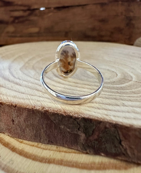 DENDRITIC AGATE and Silver Ring • Size 8