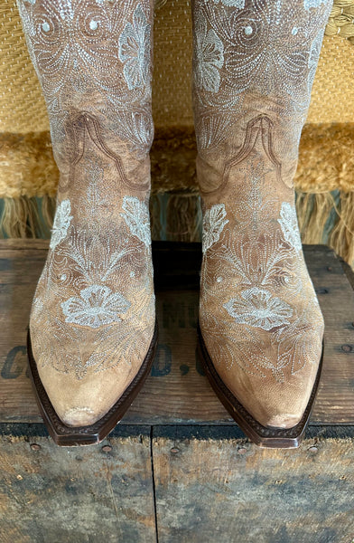 OLD GRINGO METALLIC Silver and Tan Leather Western Boots • Womens 10