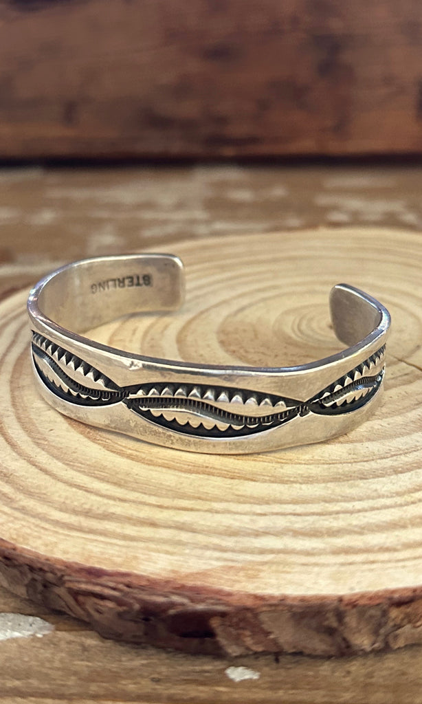 FOREVER GROWING Sterling Silver Overlay Hopi Design Cuff 32g