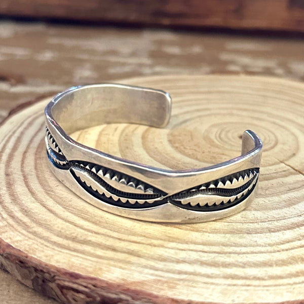 FOREVER GROWING Sterling Silver Overlay Hopi Design Cuff 32g