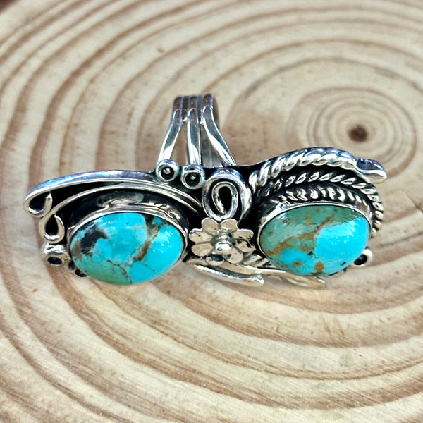 LITTLE C.R. Navajo, Dine'h Native Arts Turquoise Sterling Silver, Large Ring • Size 9 1/2