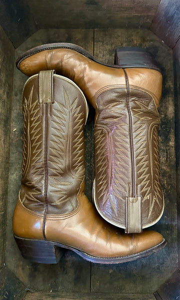 NOCONA Texas Mens Brown Leather Western Boots • Mens 9.5