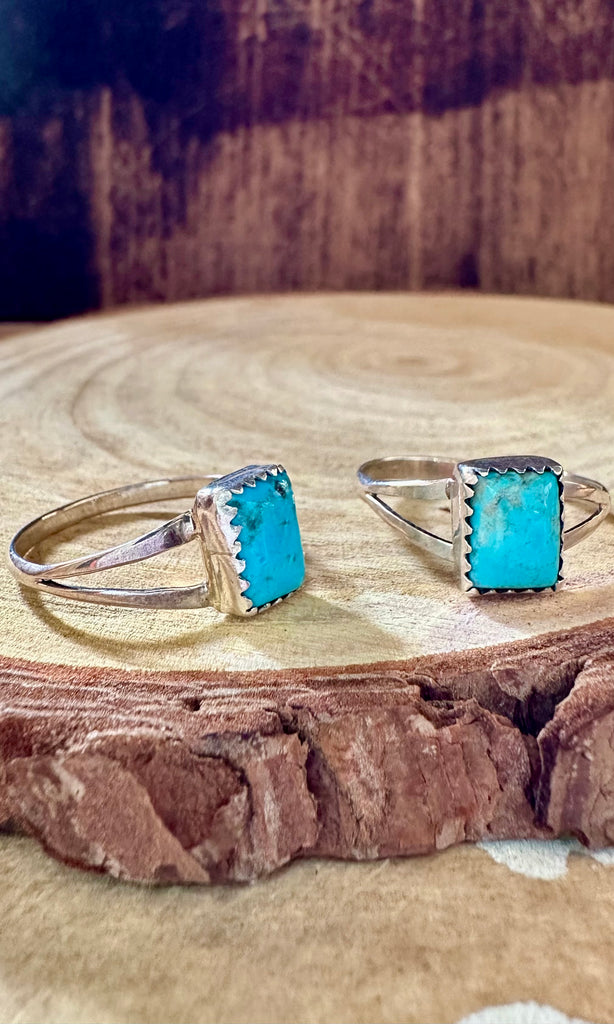SMALL SQUARE TURQUOISE & Sterling Silver Ring • Sizes 8 & 9