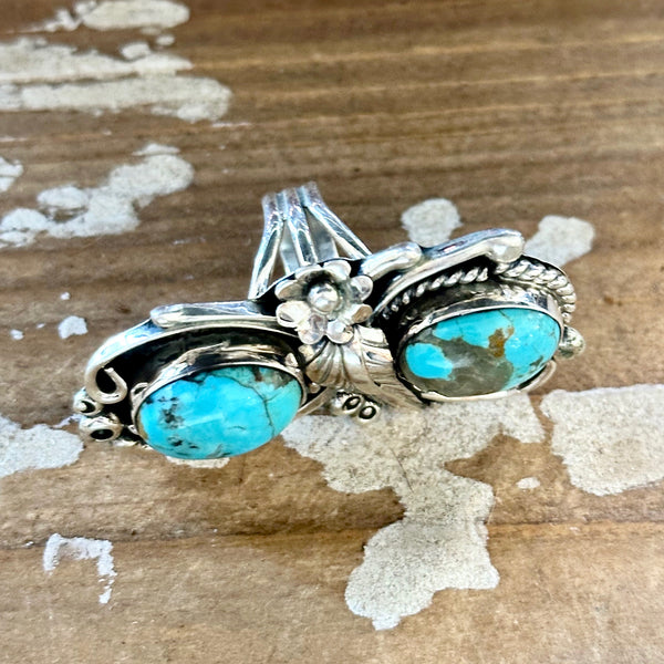 LITTLE C.R. Navajo, Dineh Native Arts Turquoise Sterling Silver • Size 8