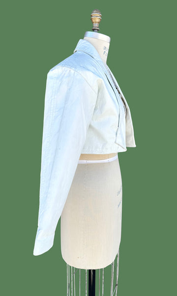 SENSATION CROPPED Leather Vintage 80's Triple Bow Jacket • Sm./Med.