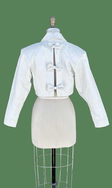 SENSATION CROPPED Leather Vintage 80's Triple Bow Jacket • Sm./Med.