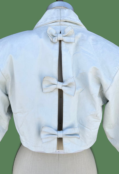 SENSATION CROPPED Leather Vintage 80's Triple Bow Jacket • Sm./Med.