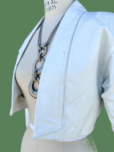 SENSATION CROPPED Leather Vintage 80's Triple Bow Jacket • Sm./Med.