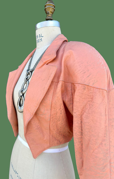 PELLE BELLA Leather Vintage 80's Peach Blazer Jacket • Sm./Med.