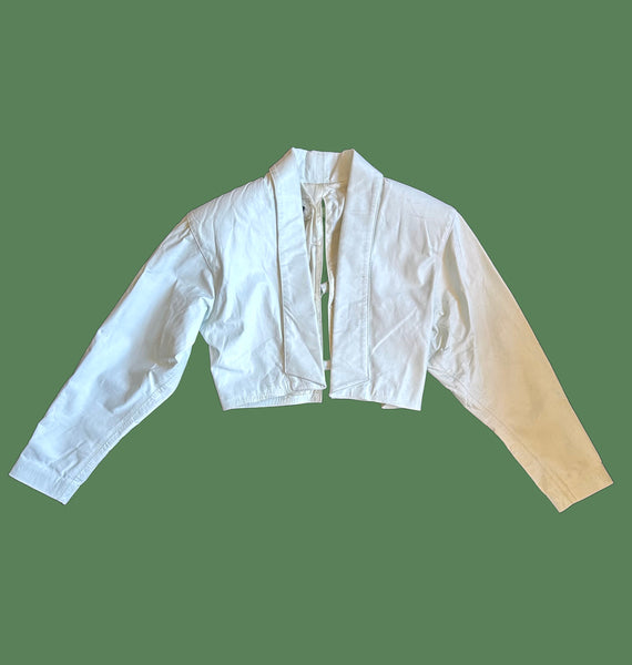 SENSATION CROPPED Leather Vintage 80's Triple Bow Jacket • Sm./Med.