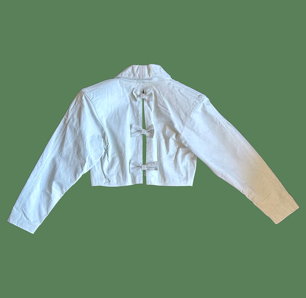 SENSATION CROPPED Leather Vintage 80's Triple Bow Jacket • Sm./Med.