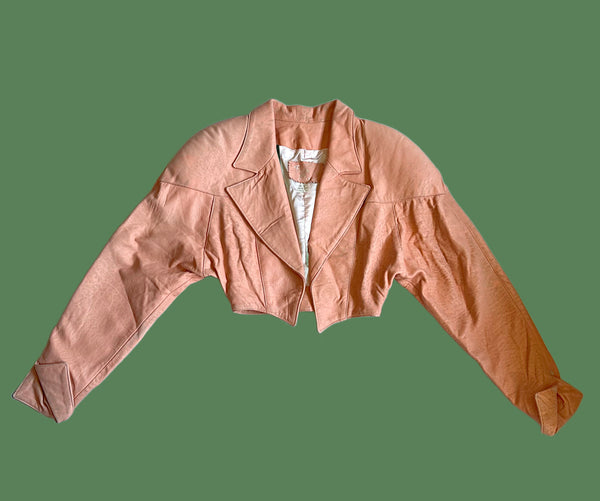 PELLE BELLA Leather Vintage 80's Peach Blazer Jacket • Sm./Med.