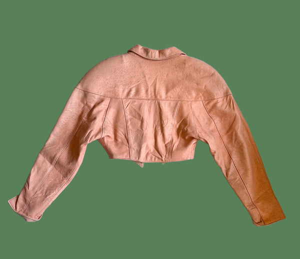 PELLE BELLA Leather Vintage 80's Peach Blazer Jacket • Sm./Med.
