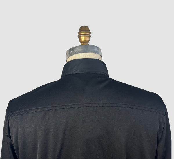 MARTINI 70s Deadstock Black Polyester Disco Shirt • Medium