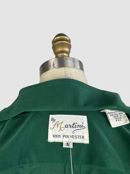 MARTINI 70s Deadstock Green Polyester Disco Shirt • Medium