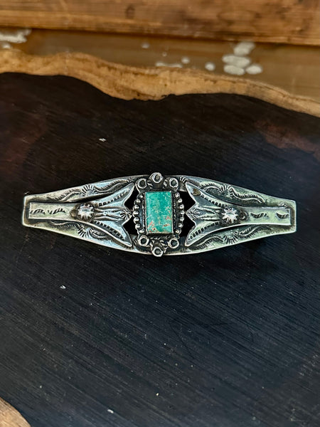 FRED HARVEY ERA Vintage 30s Sterling Silver & Turquoise Brooch Pin