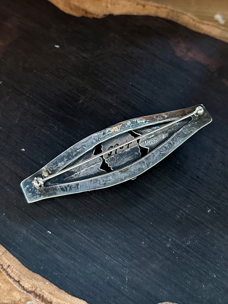 FRED HARVEY ERA Vintage 30s Sterling Silver & Turquoise Brooch Pin