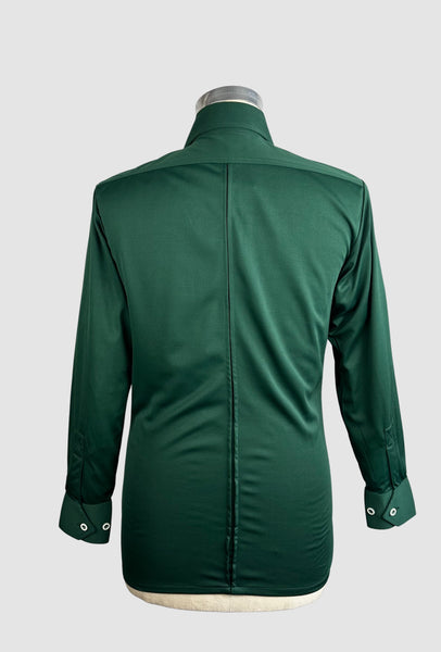 MARTINI 70s Deadstock Green Polyester Disco Shirt • Medium