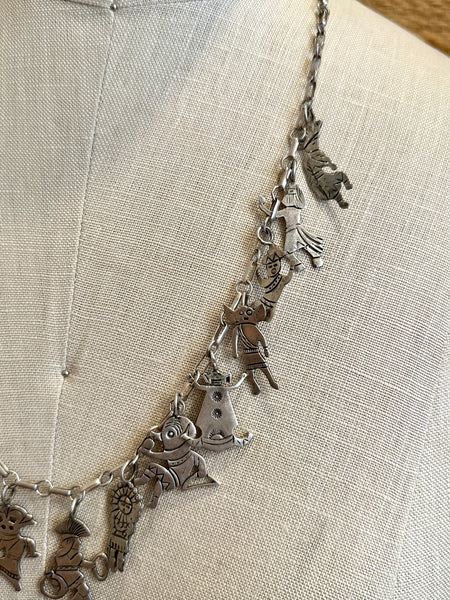 HOPI KACHINA Sterling Silver Chain Charm Necklace