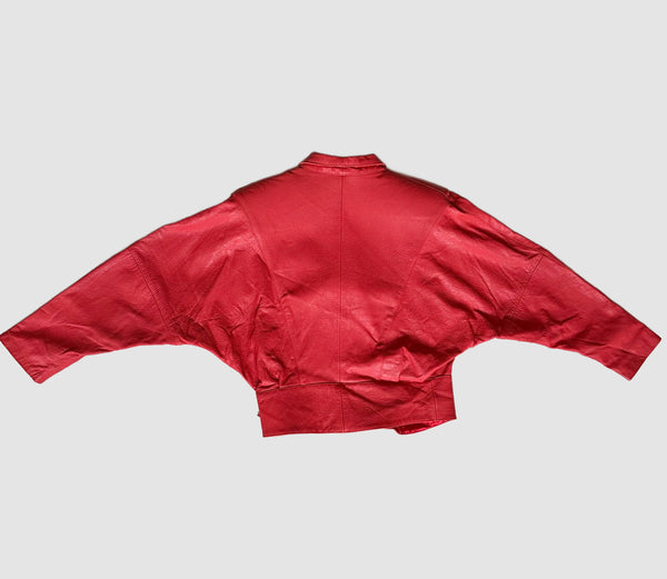 OBSSETION Red Leather Vintage 80's Biker Jacket • Medium