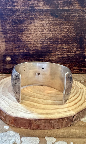 VINTAGE SHADOWBOX 70s Turquoise, Sterling Silver Cuff • HK Hallmark