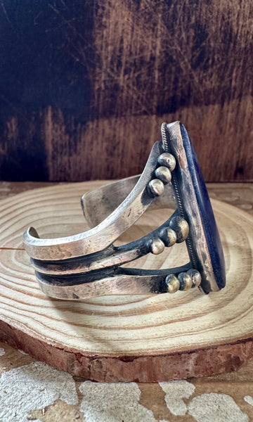 SANDCAST TEARDROP LAPIS LAZULI Cuff • 82g