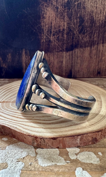 SANDCAST TEARDROP LAPIS LAZULI Cuff • 82g