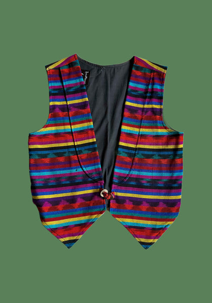 GUATEMALAN STRIPED RAINBOW 90s Blazer Vest • Medium