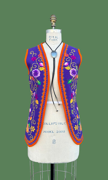 SAKS FIFTH AVENUE 1960s Vintage Wool Flower Vest • Small